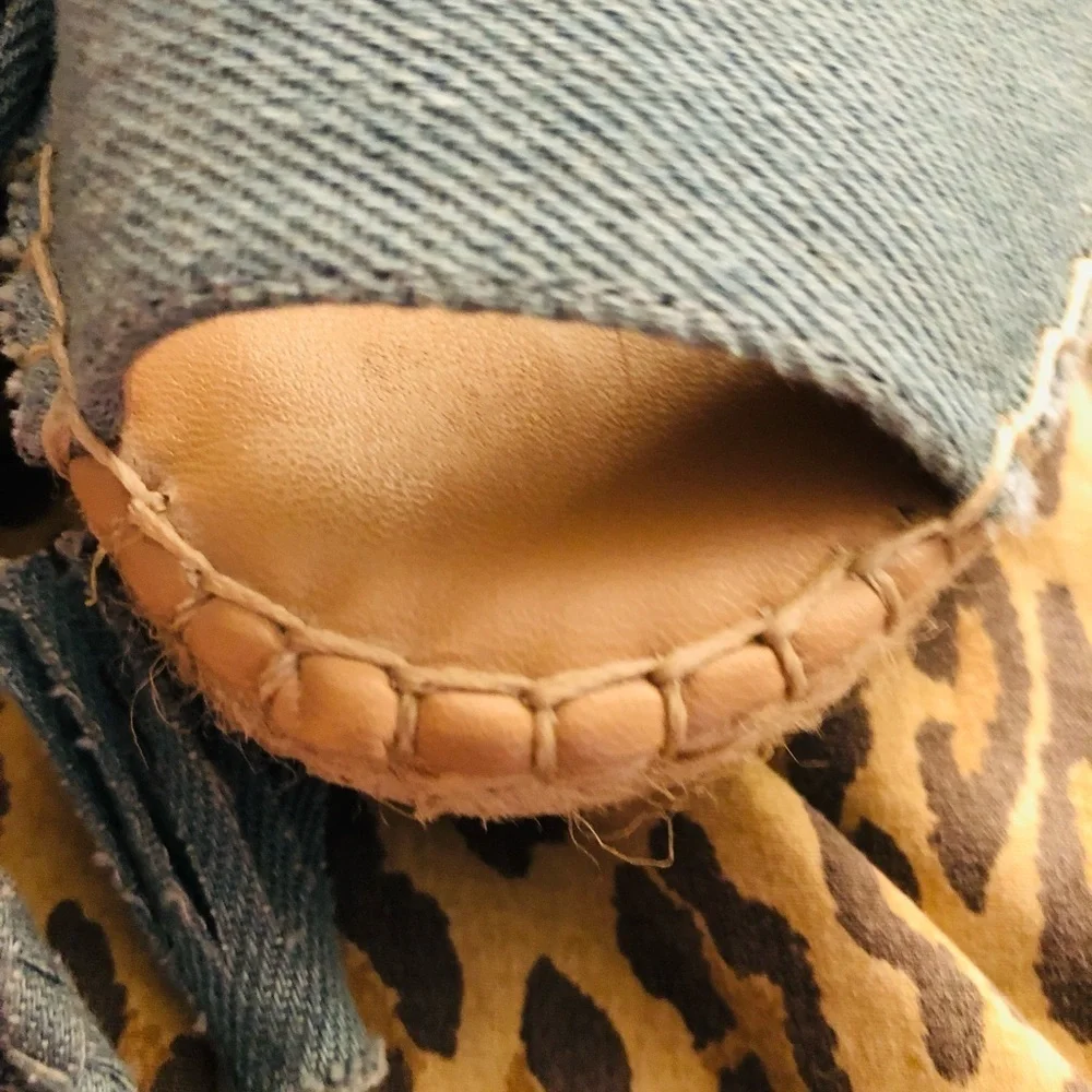 Merona  size 10 denim platform wedge ankle wrap ties like new in box